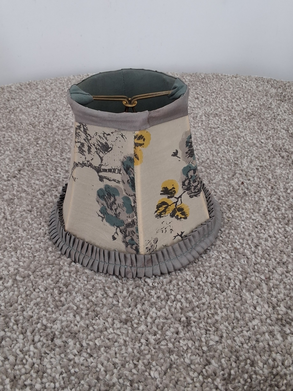Pleated Floral Fabric Small Lampshade with Sage accents